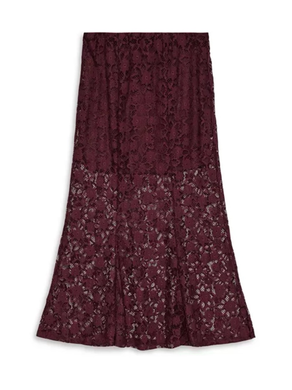 NWT Vero Moda Burgundy Lace Satin Mermaid Flare Midi Skirt M
